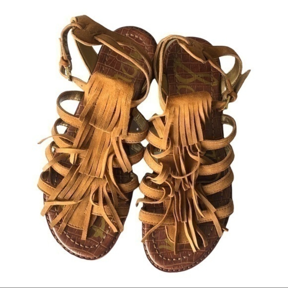 Sam Edelman Estelle Fringed Suede Sandals In Brown Size 7M